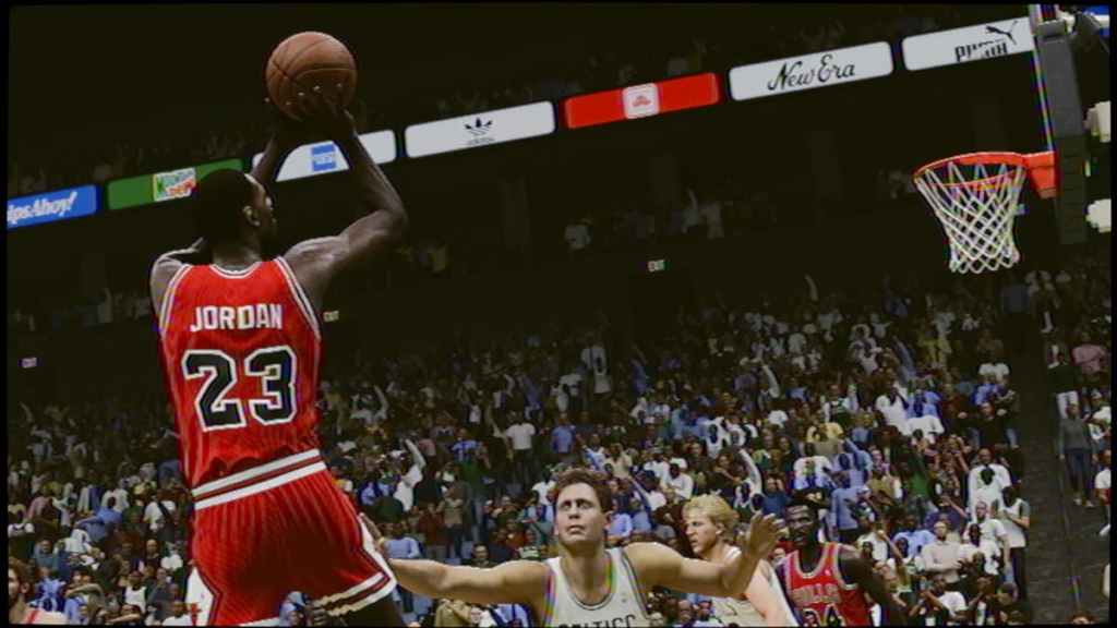 Michael Jordan sautant pour tirer dans un match NBA 2K23.