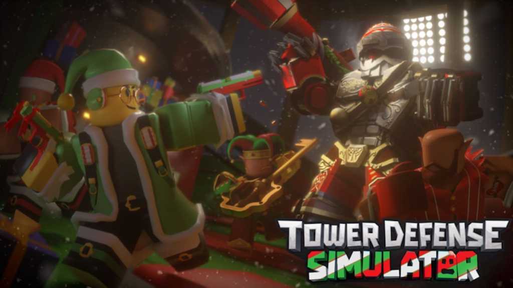 Image de couverture de Tower Defense Simulator avec deux personnages Roblox dedans.