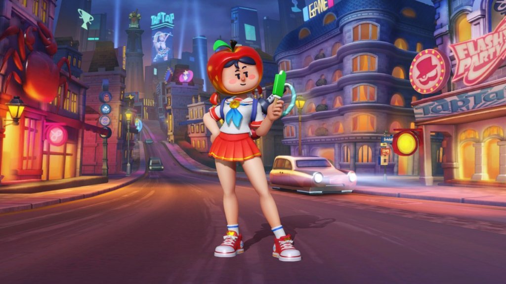 Un personnage portant une tenue de cheerleading et un chapeau de tomate