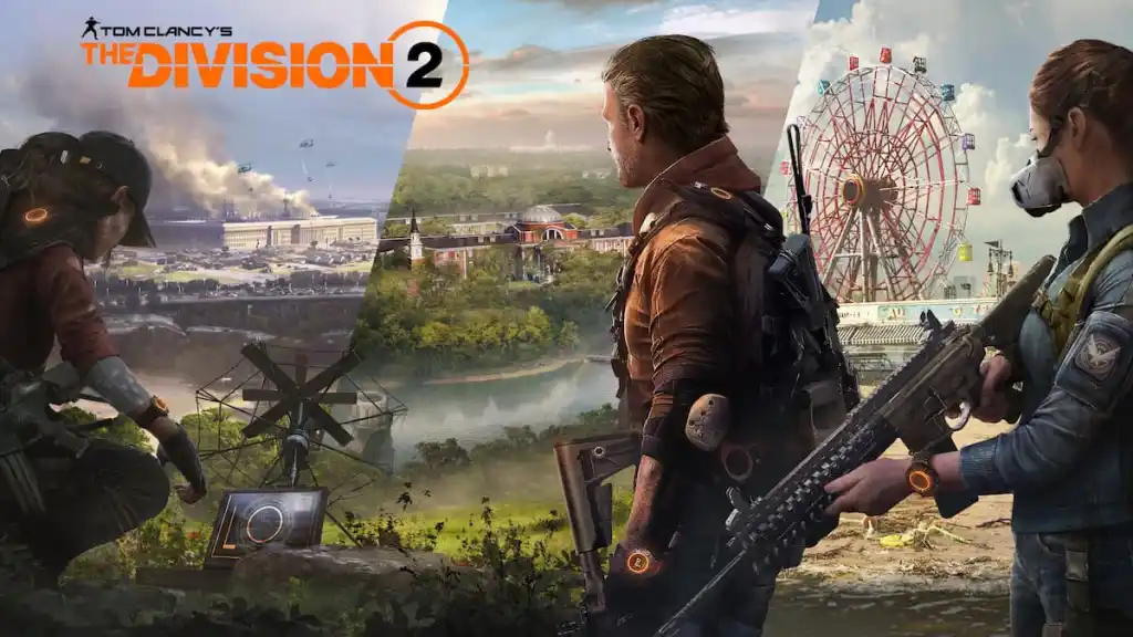 L'image de couverture de Division 2 mettant en vedette certains des personnages du jeu.