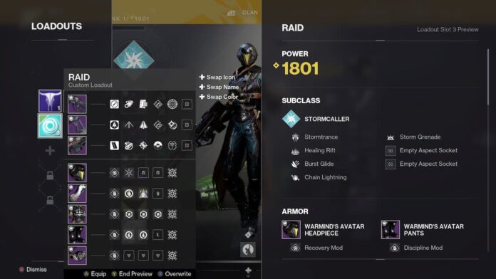 New loadout system coming to Destiny 2 Lightfall - loadout screen.