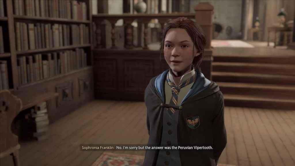 Quelle race de dragon est la plus petite ?  Hogwarts Legacy - Sophronia corrigeant la mauvaise réponse. 