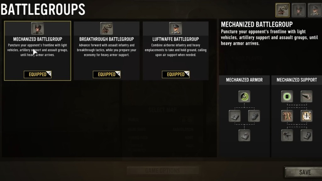 Trois options de groupes de combat dans Company of Heroes 3