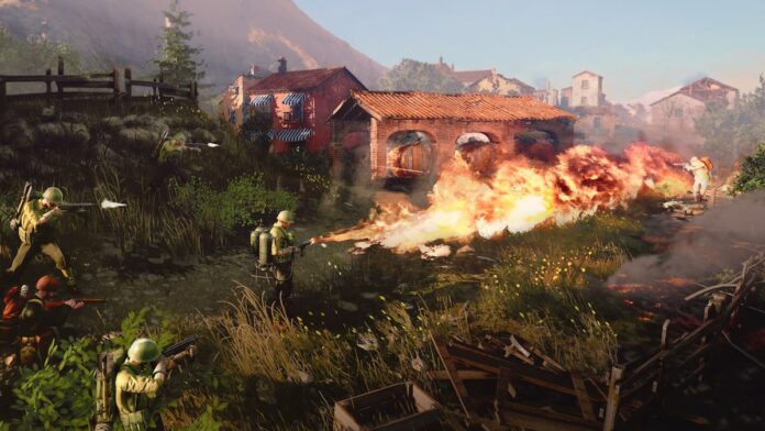 Soldiers using flamethrowers in Company of Heroes 3