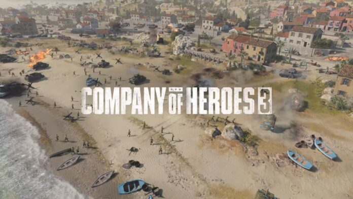 Image of warfare with Company of Heroes 3 Logo in the middle.
