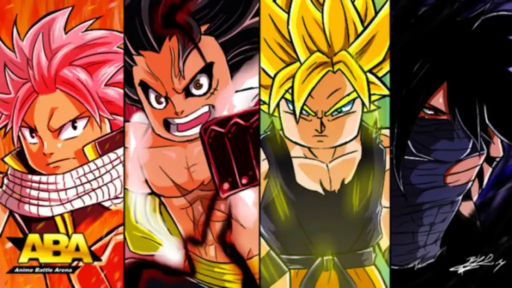 Quatre personnages d'anime populaires dans l'image de couverture d'Anime Battle Arena.