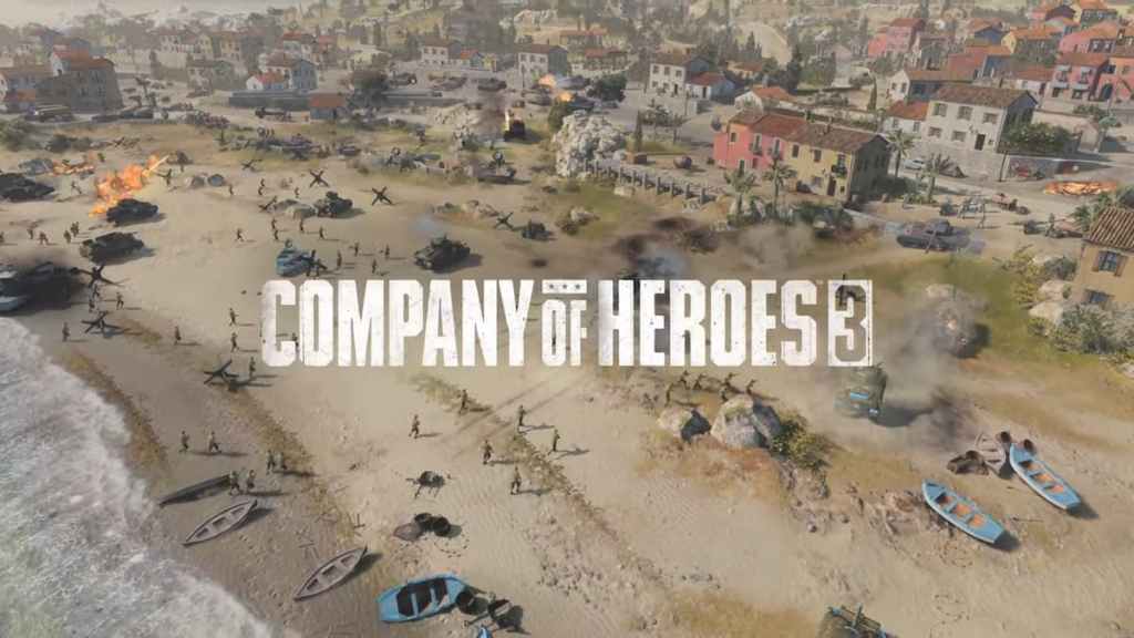 Image de la guerre avec le logo Company of Heroes 3 au milieu.