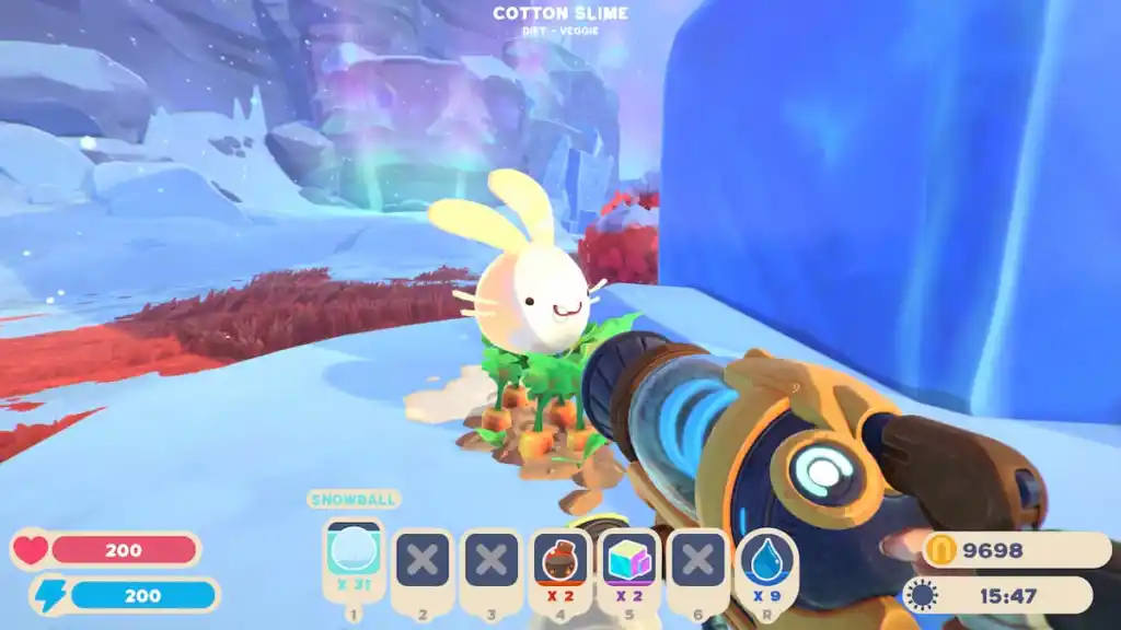 slime rancher 2 slime de coton sur les carottes