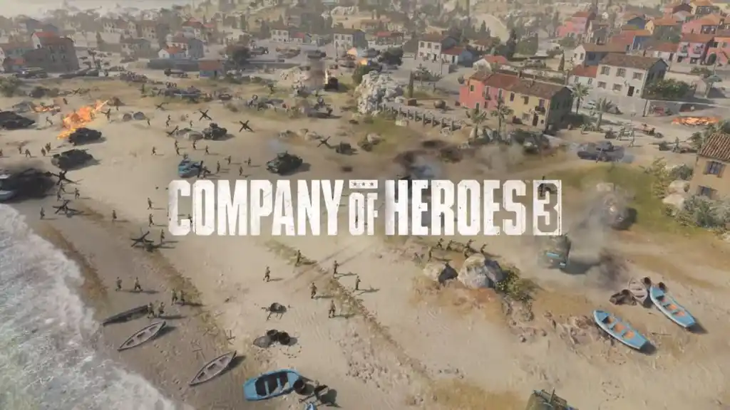 Image de la guerre avec le logo Company of Heroes 3 au milieu.