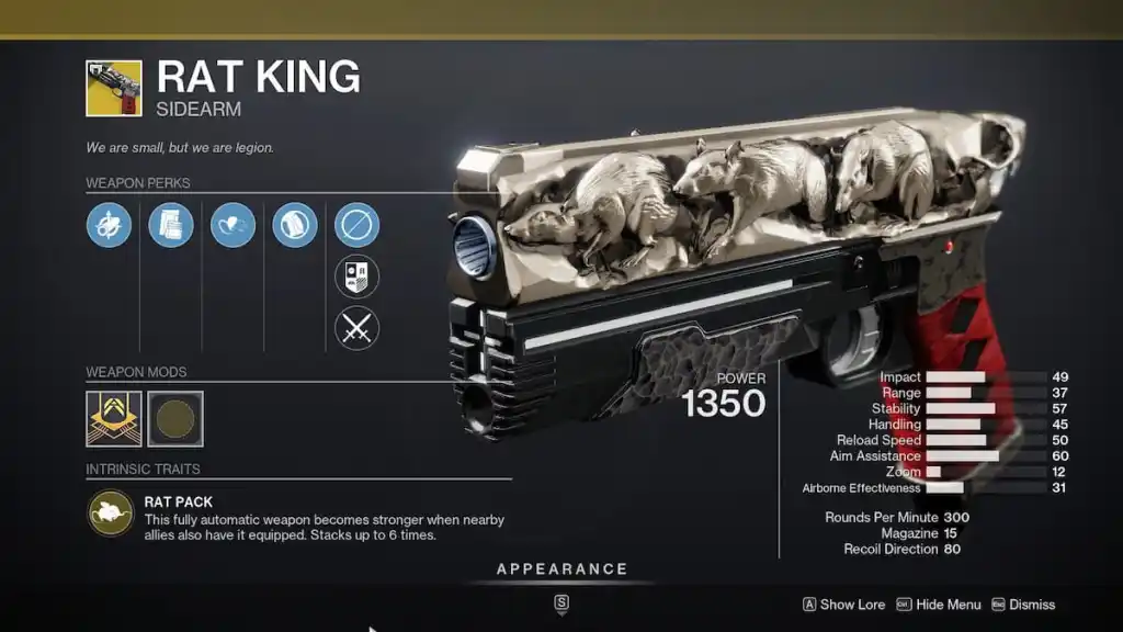 Meilleure construction de Rat King dans Destiny 2 - Rat King dans l'inventaire. 