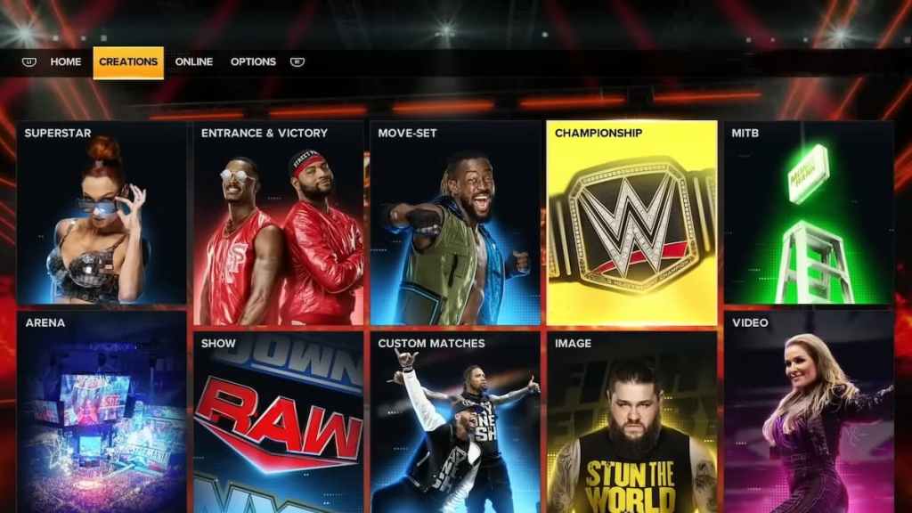 Menu principal WWE 2K23