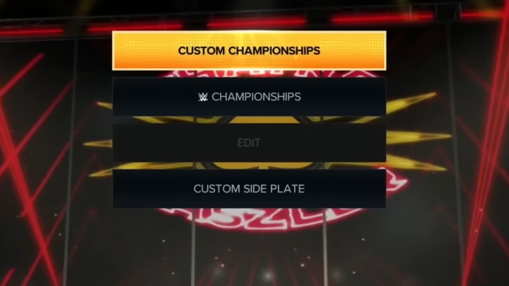 Menu des championnats personnalisés WWE 2K23