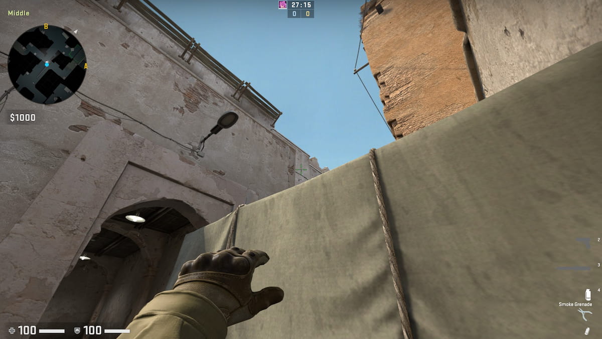 Dust 2 Smoke - boîte médiane à CT spawn