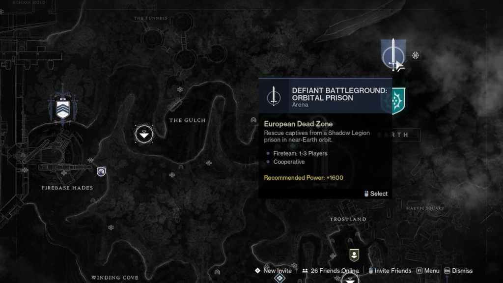 Comment terminer la quête de la prison orbitale de Defiant Battleground dans Destiny 2 - emplacement sur la carte.