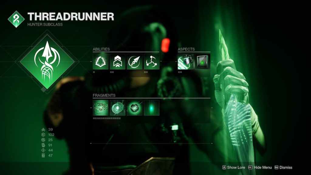 Meilleure construction de Strand Hunter pour Destiny 2 Lightfall – menu de sous-classe.