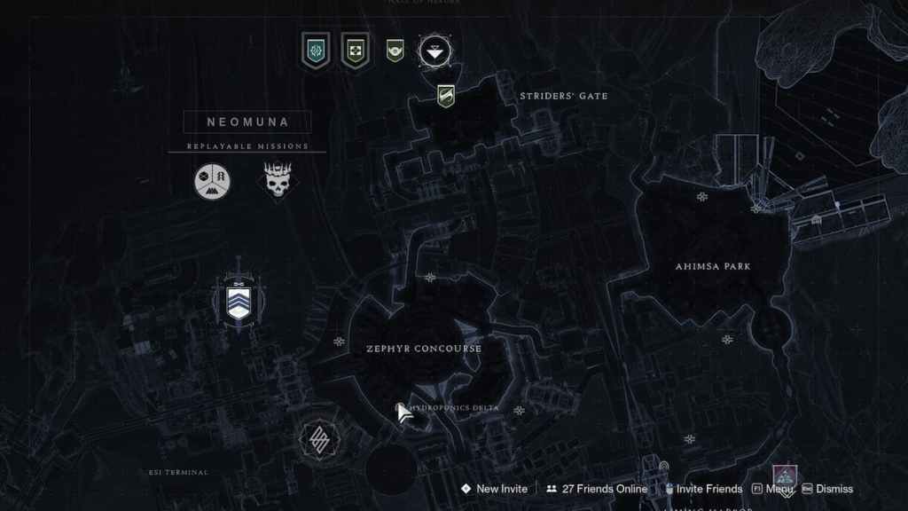 Où trouver le secteur perdu du delta hydroponique dans Destiny 2 - Secteur perdu sur la carte.