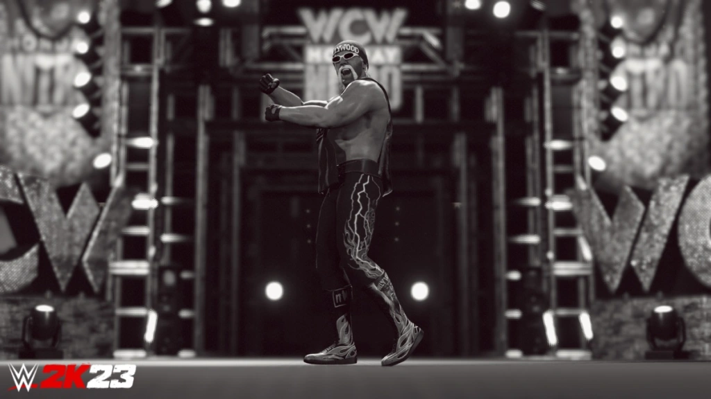 Hollywood Hulk Hogan posant dans la WCW Nitro Arena