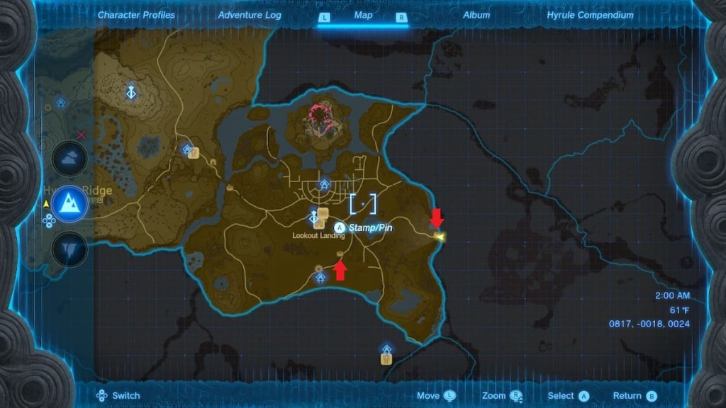 Où trouver des poissons lumineux dans Zelda Tears of the Kingdom - Cave Location map