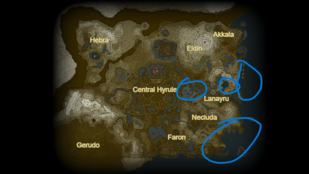 Zones de crabe aux yeux brillants dans Zelda Tears of the Kingdom