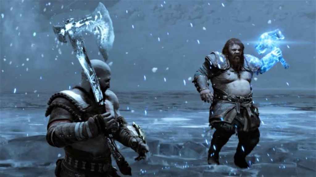 Kratos vs Thro dans la capture d'écran God of War Ragnarok