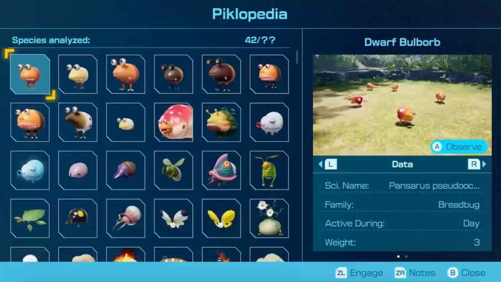 Comment obtenir le menu Piklopedia i Pikmin 4