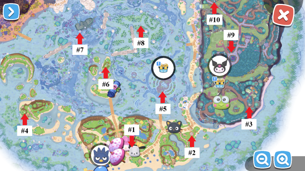 Où trouver tous les emplacements des boîtes aux lettres dans Hello Kitty Island Adventure Map 1