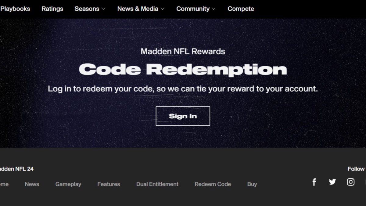 Page d'échange de codes NFL Madden 24