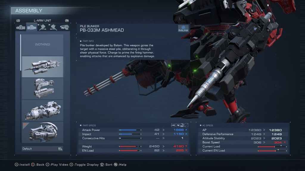 Toutes les armes de mêlée Armored Core 6