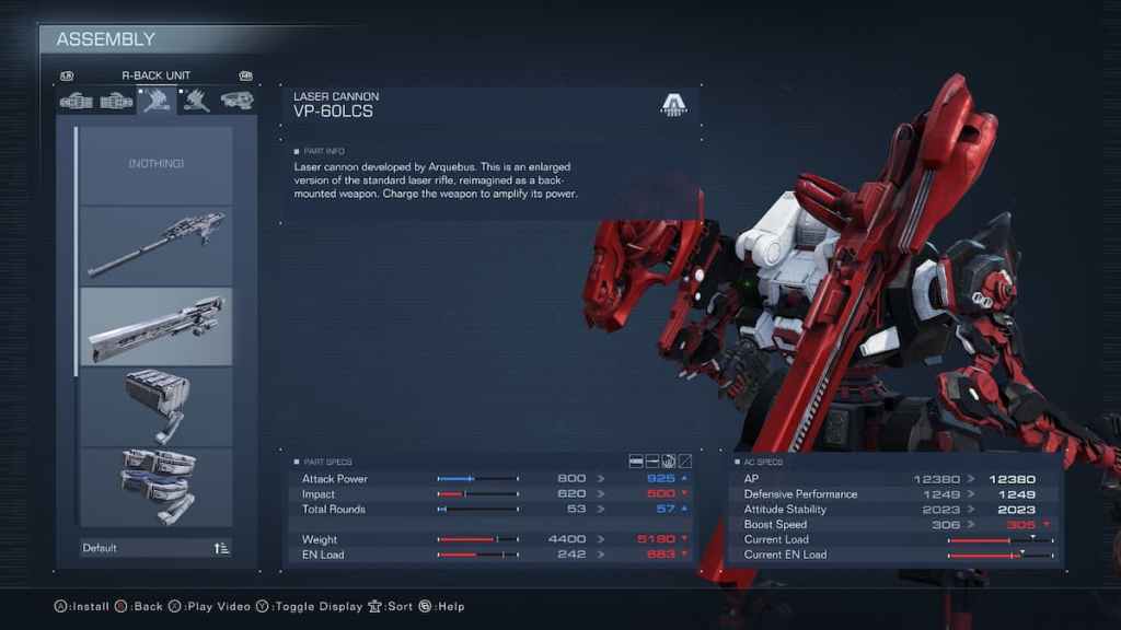 Toutes les armes de l'épaule Armored Core 6