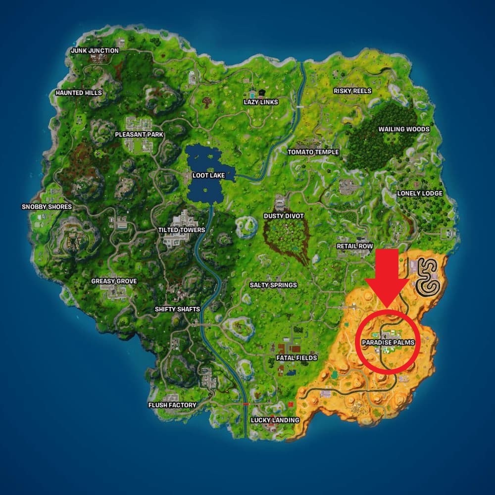 Meilleurs points d'atterrissage dans les palmiers paradisiaques de Fortnite OG